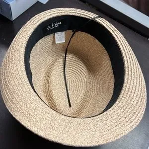 Je t’aime Straw Bandana Fedora Jaybird Panama Fedora - White Straw Hat for Summer with  main image 3